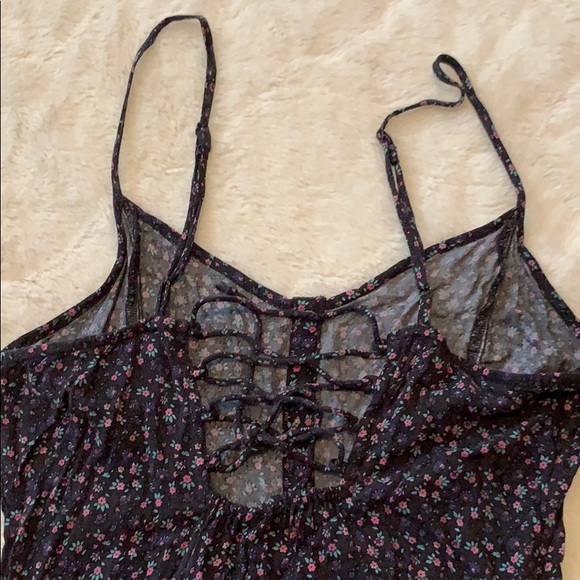 Floral, button front, lace up back dress - Picture 2 of 2